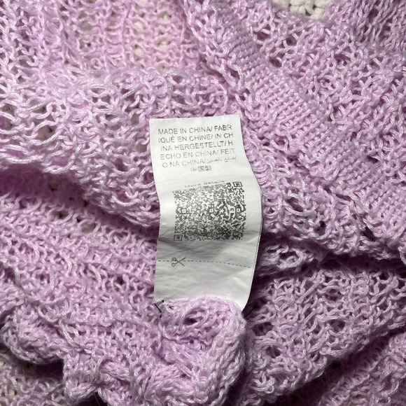 SHEIN Womens M Lavender Crochet Bell Flare Sleeve Sweater Top Fairy Festival - Picture 8 of 8